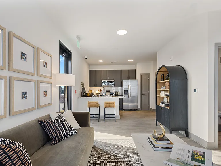 Model Apartment Living Room and Kitchen at Montage