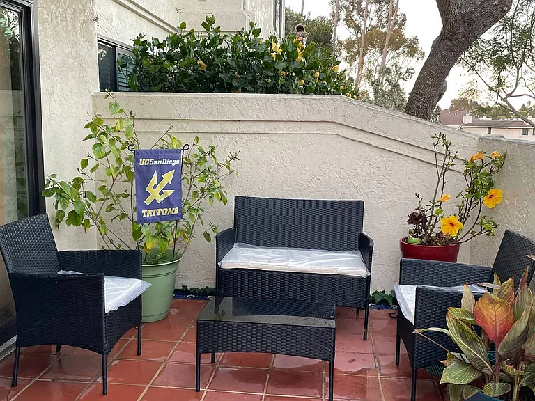 Front yard patio chat set .