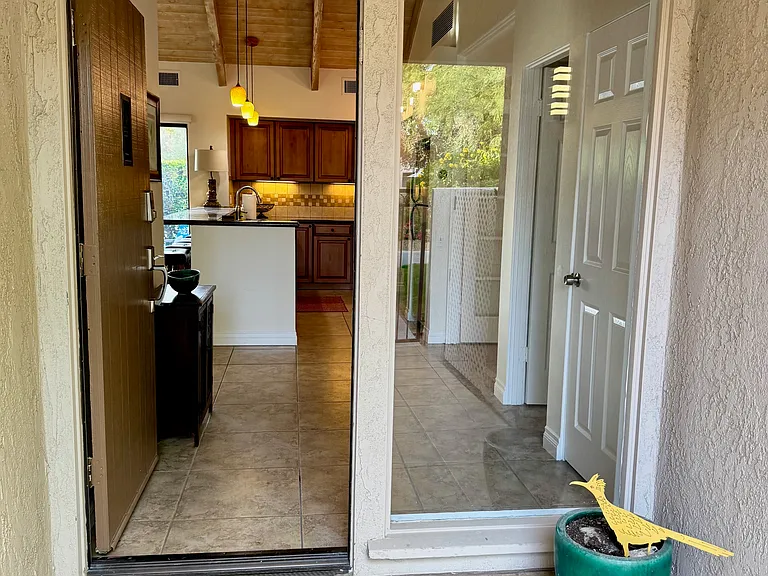 Walking into home.