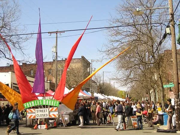 Downtown Ballard Seasonal Farmers Street Market with Food, Crafts, and Produce.