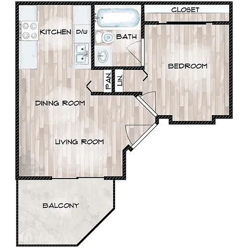 Floor plan 1 BEDROOM