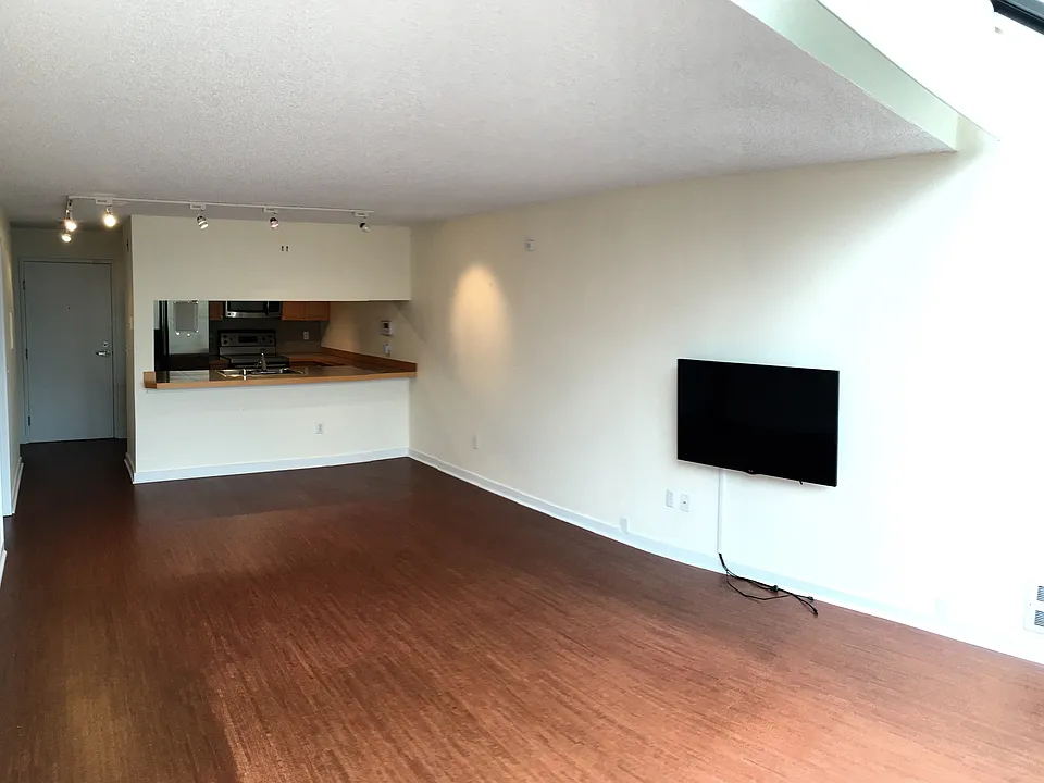 Light-filled living area off the kitchen