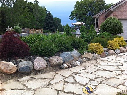 Landscape between garages