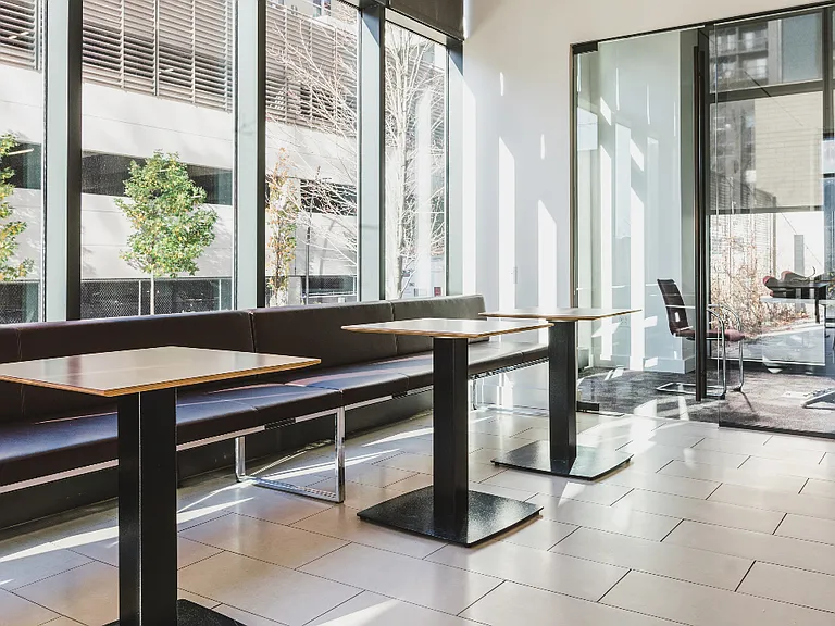Take a break or bring down your computer to our open and light cafe