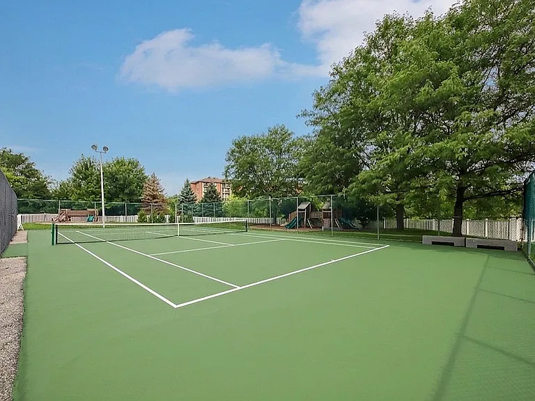 Lush outdoor tennis court
