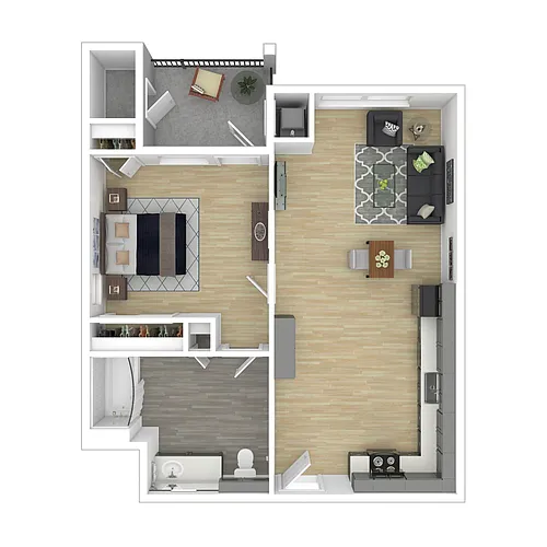 Floor plan One Bedroom 60% AMI
