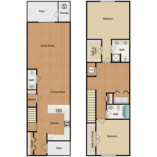 Floor plan 2 bed + Loft / 2.5 bath - Townhouse Upgrade