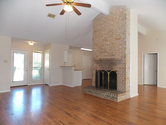 Open floor plan with fireplace