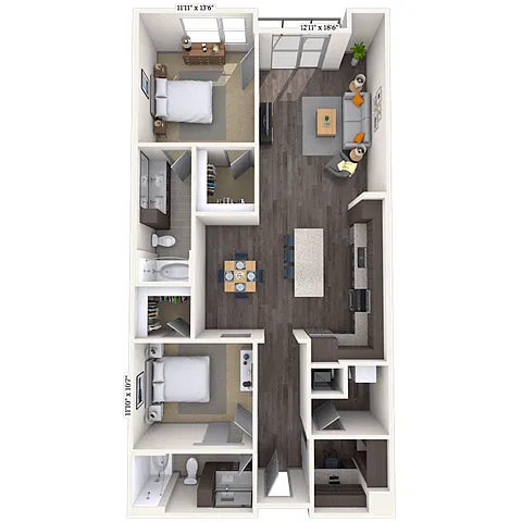 Floor plan Tradition 2x2 1308-1321 SF