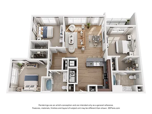 Floor plan C1 WHITEFIELD - 3 Bedroom, 2 Bathroom