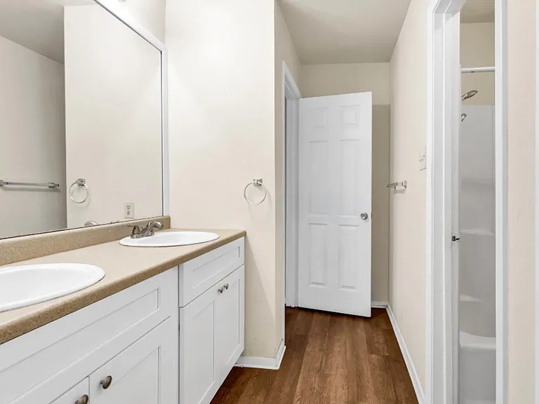 Double Sink, Separate Entrance Doors for privacy.