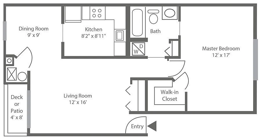 Floor plan 1 Bed | 1 Bath