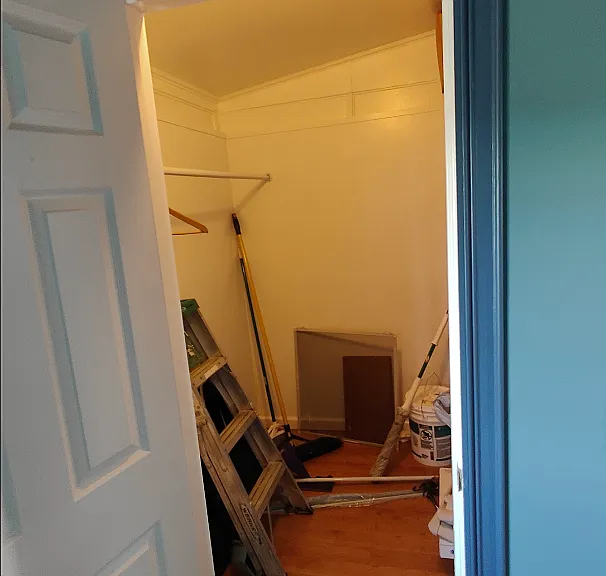 walk in closet off of 2nd bedroom (will be empty, has shelves & hang bar)