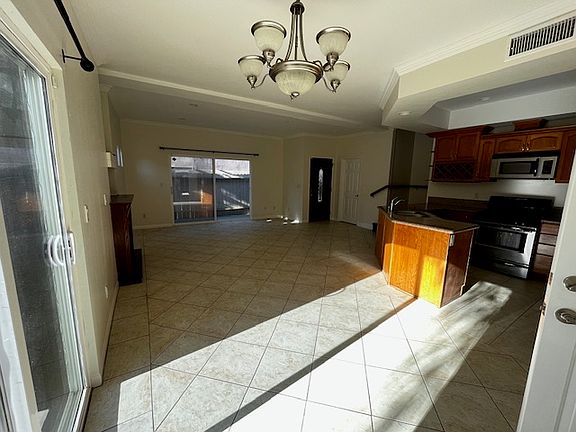 Kitchen, dining area, living room