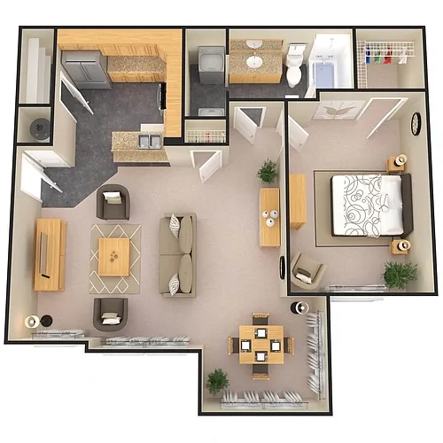 Floor plan 1 Bed 1 Bath w/ Flex Space (Fireplace optional)