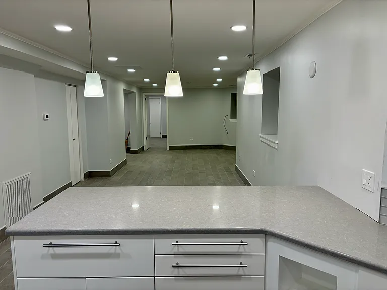 View from kitchen to dining and living room