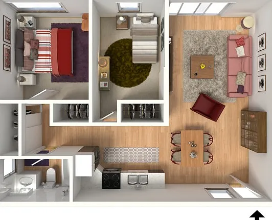 2 bedroom, 1 bathroom 2 bedroom, 1 bathroom