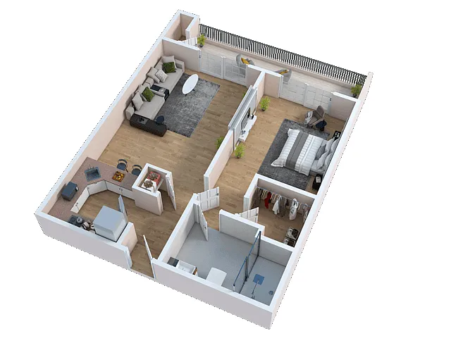 Floor plan One Bedroom - D