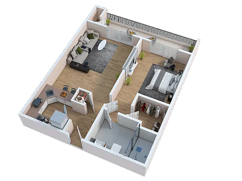 Floor plan One Bedroom - D