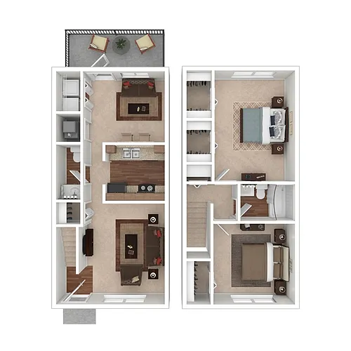 Floor plan 2 Bedroom Townhome