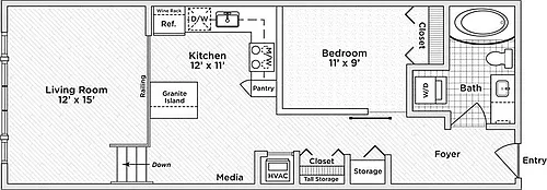 Floor plan 1 Bedroom - A1