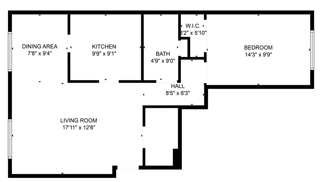 Floor plan 1 Bedroom 1 Bath