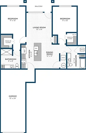 Floor Plan 2B | Seasons at North Aurora | Apartments in North Aurora, IL Floor Plan 2B | Seasons at North Aurora | Apartments in North Aurora, IL