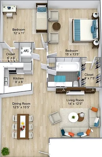 Floor plan Two Bedroom