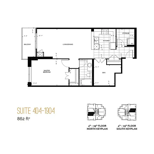 Floor plan 1 Bedroom + Den