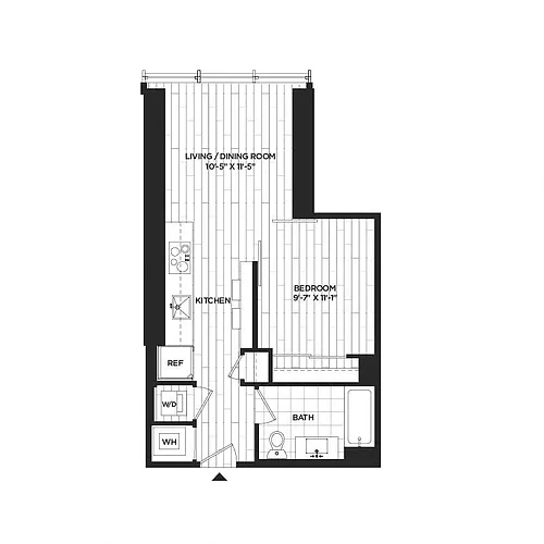 Floor plan 1 Bed - 1 Bath | AJ2