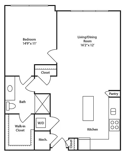 Floor plan 1 BR A2