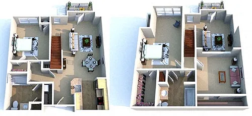 Floor plan 2-Bedroom, 2-Bath, 2-Story Loft