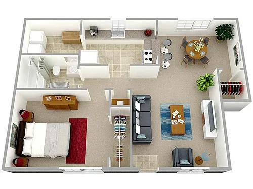 Floor plan One Bedroom One Bathroom