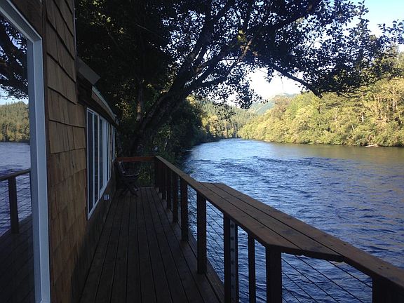 top deck looking up river, bbq