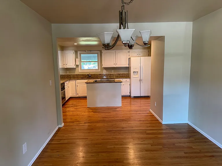 The kitchen is open to the large dining area