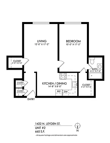 Floor plan 1 Bedroom, 1 Bath