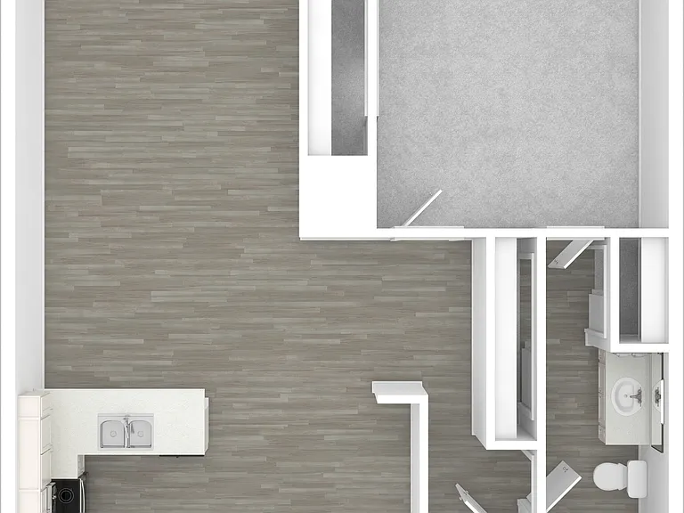 3D Unfurnished One-Bedroom A Floor Plan 3D Unfurnished One-Bedroom A Floor Plan