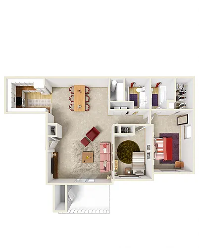 Floor plan Two Bedroom - Two Bath