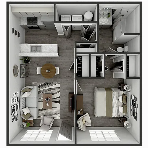 Floor plan 1 Bedroom, 1 Bath