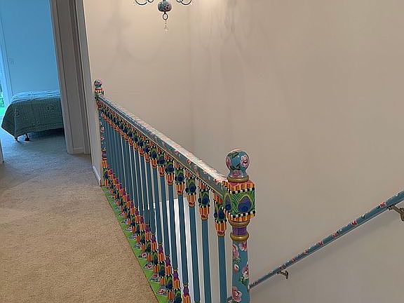 Hand painted stair railing
