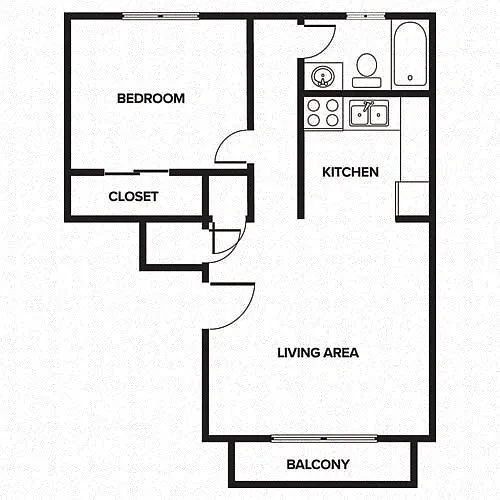 Floor plan 1 bedroom, 1 bath