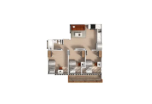 Floor plan 3 Bedroom | 1 Bath B