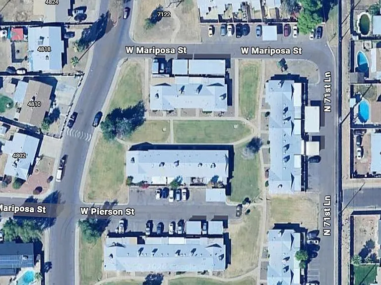 aerial view showing locations of condo and community pool