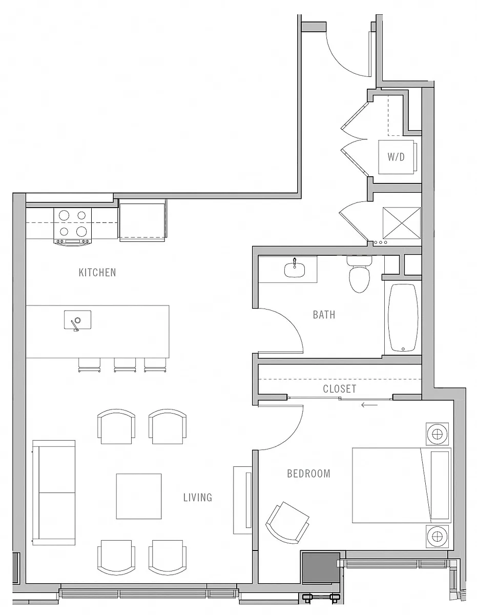 Floor plan 1 Bed-1 Bath-A2