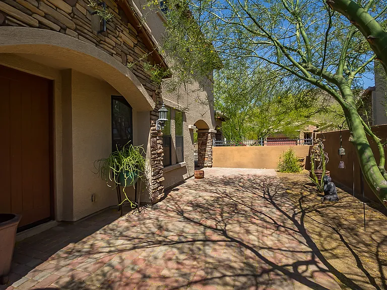 Side courtyard, front door