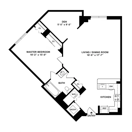 Floor plan 1 Bed/1 Bath -A12