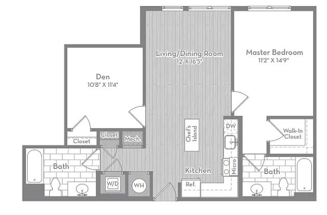 Floor plan B4 - One Bedroom with Den