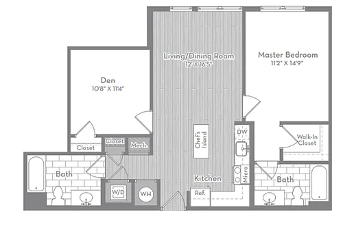 Floor plan B4 - One Bedroom with Den