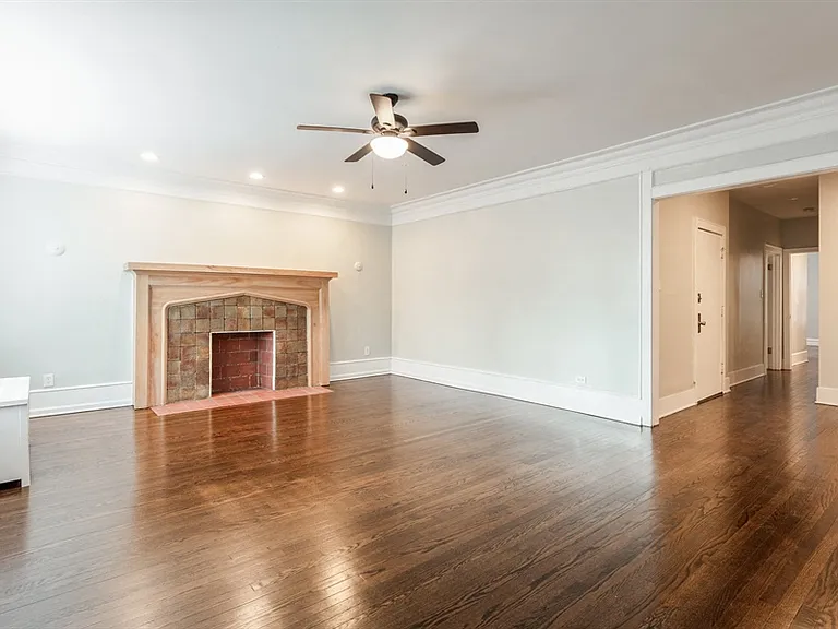 Living Room - Gray Turnover & Hardwood Floor