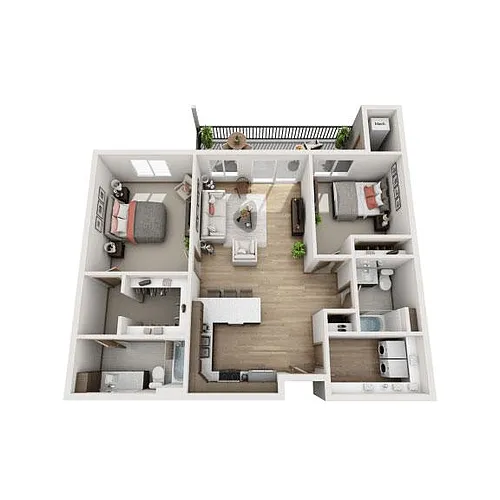 Floor plan 2 Bed | 2 Bath (C)